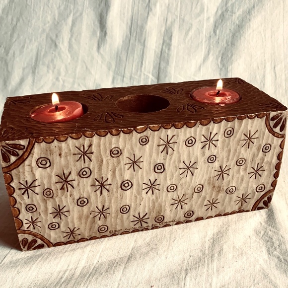 2007 Caribou Canyon Tea Light Candle Holder Joy Peace Hope Christmas Centerpiece - Picture 14 of 15